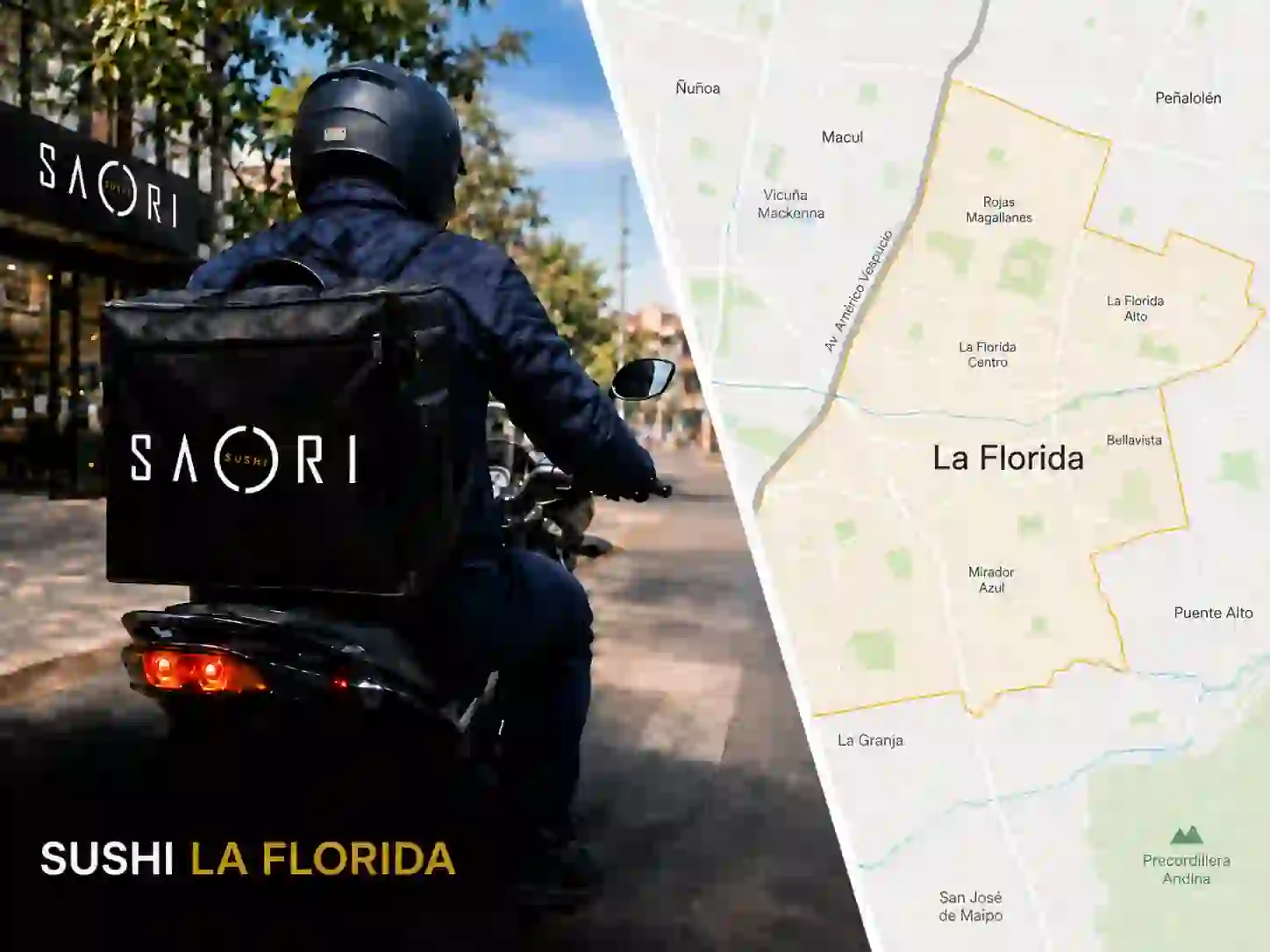 repartidor de saori sushi en comuna de la florida