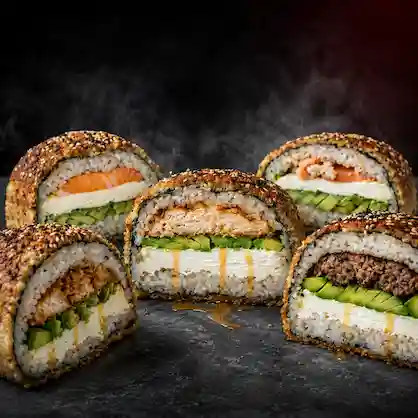 Sushi burger de Saori Sushi disponible para pedidos en La Cisterna